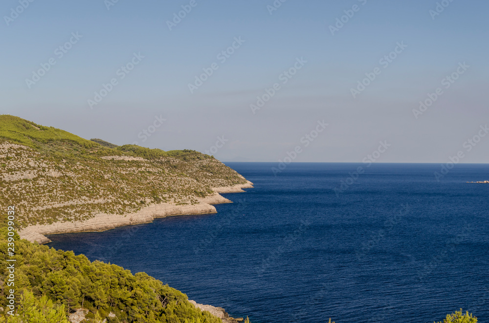 sea in croatia, cristal water of croatia's seaside during summer,  dalmatia.