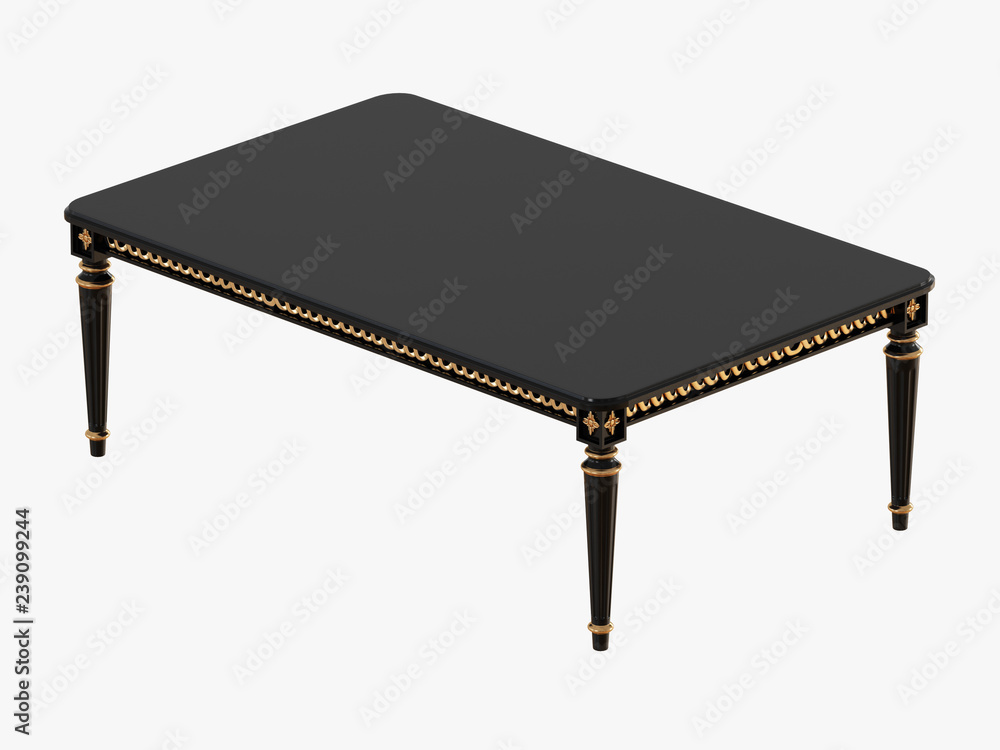 Rectangular black coffee table on white background 3d rendering Rectangular black coffee table on white background 3d rendering