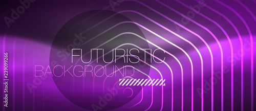 Black and glowing color lines neon design, magin techno template background