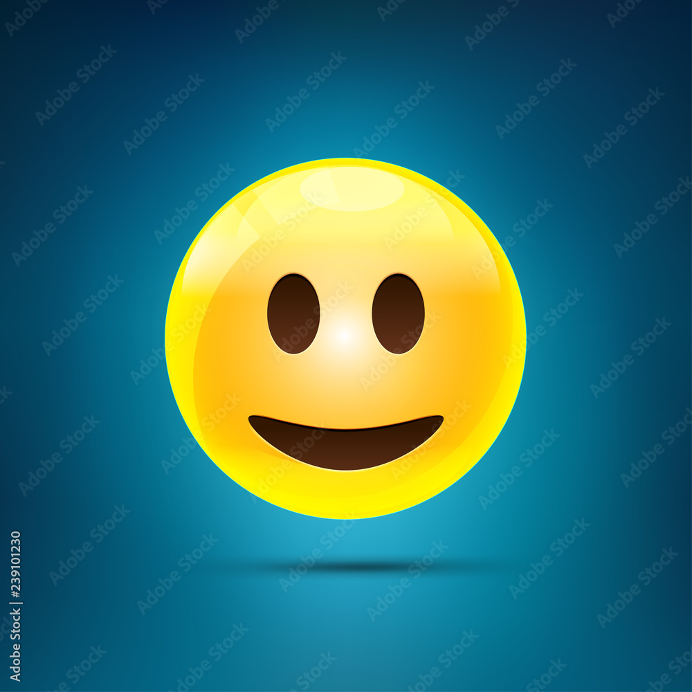 concept of happiness, graphic of realistic yellow shiny ball with smile face