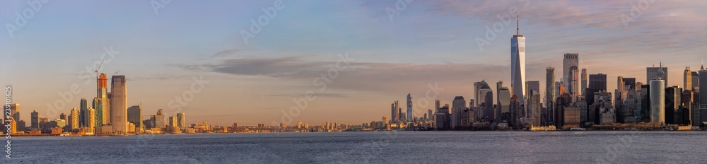 Panoramic View of the Hudson River With New Jersey on the Left and Manhattan on the Right