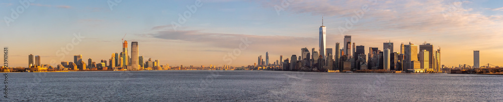 Large Panorama of Downtown New Jersey and Downtown Manhattan, New York