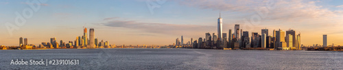 Large Panorama of Downtown New Jersey and Downtown Manhattan  New York