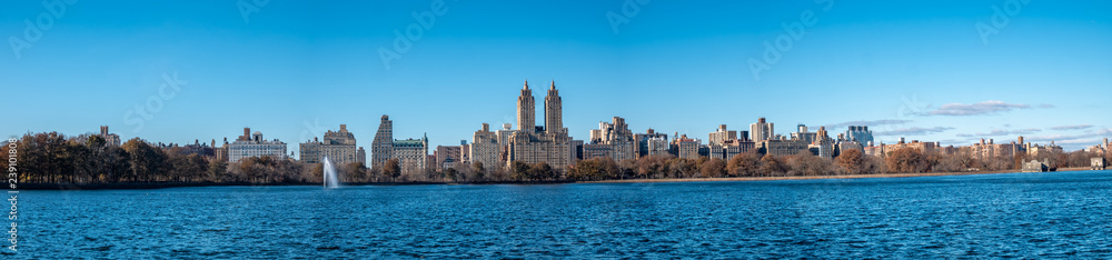 View of the Jacqueline Kennedy Onassis Reservoir With Central Park West Apartments in the background