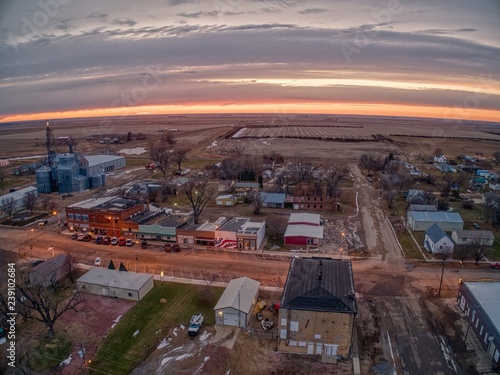 Sunset over Dolan, South Dakota, A Small Farming Town photo