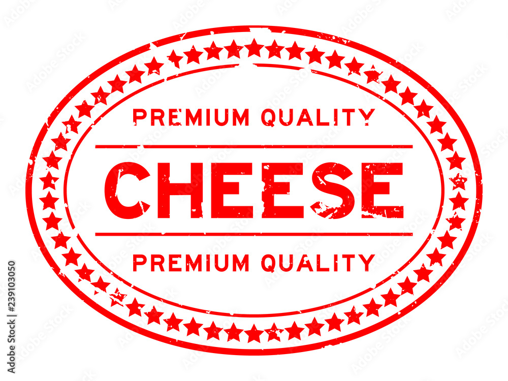 Grunge red premium quality cheese oval rubber seal stamp on white background Grunge red premium quality cheese oval rubber seal stamp on white background