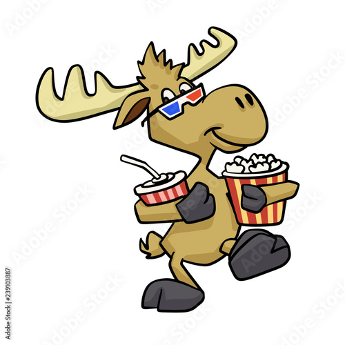 Funny moose in a 3D glasses