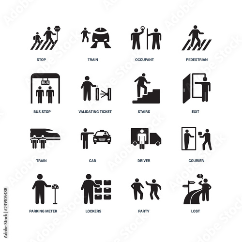 Set Of 16 icons such as Lost, Party, Lockers, Parking meter, Cou