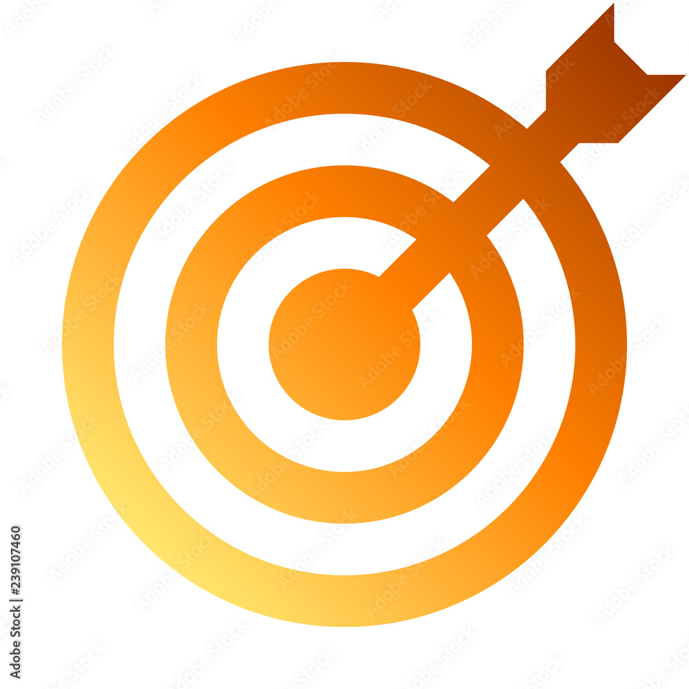 Target sign - orange gradient transparent with dart, isolated - vector Target sign - orange gradient transparent with dart, isolated - vector