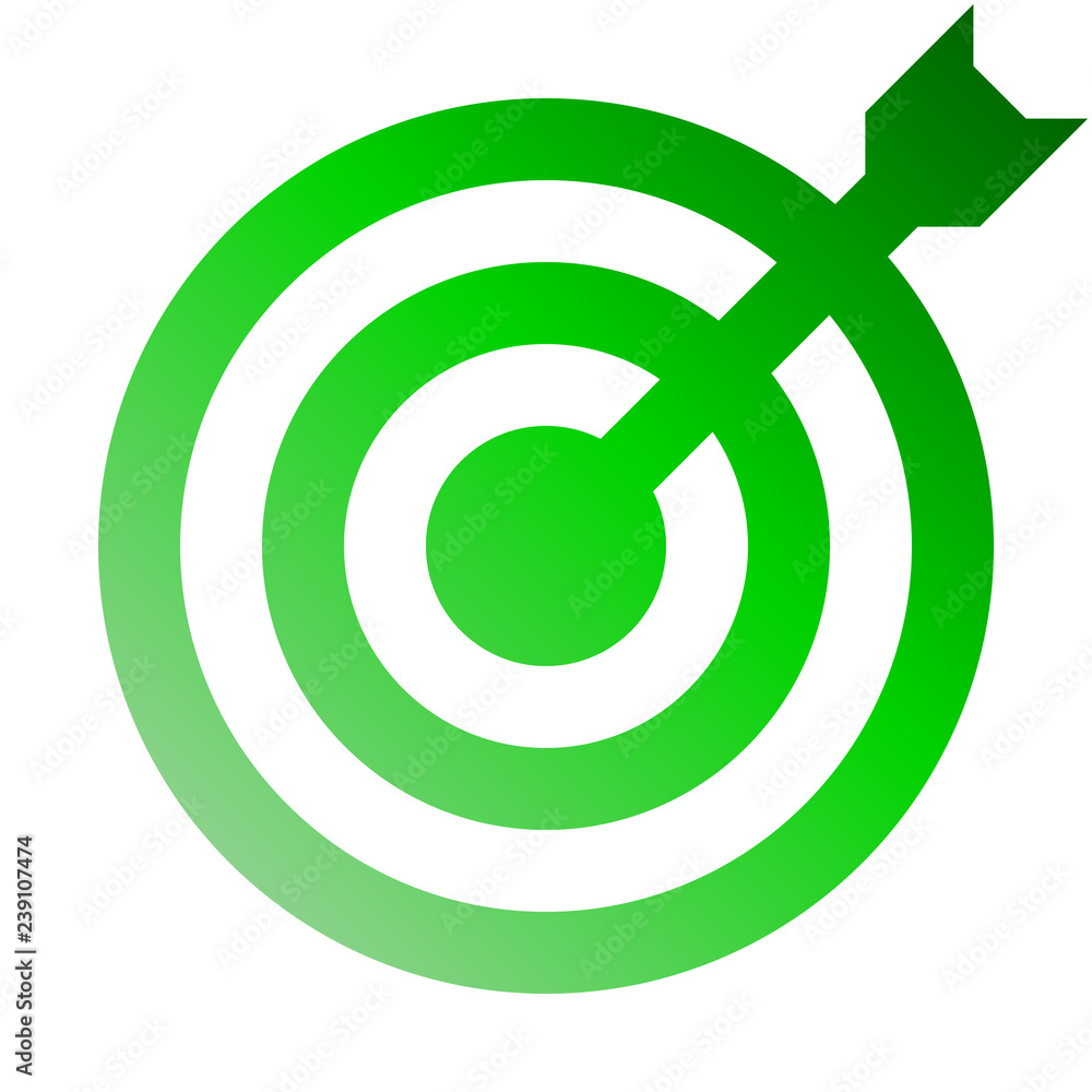 Target sign - green gradient transparent with dart, isolated - vector Target sign - green gradient transparent with dart, isolated - vector