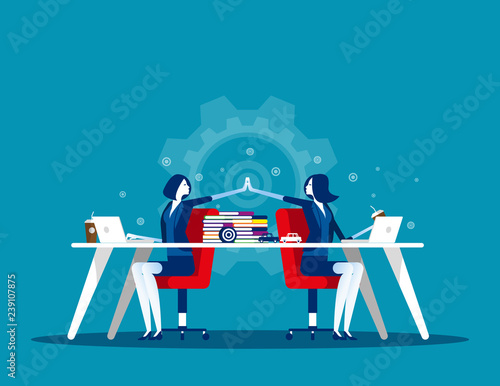 Business team joy with colleagues. Concept business vector, Working, Office, Teamwork.
