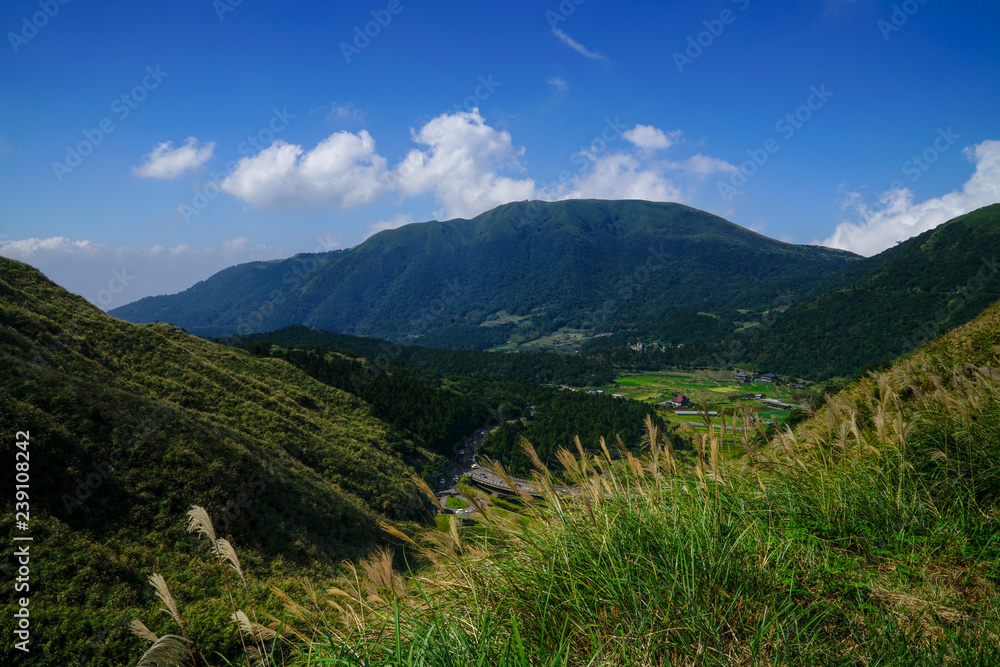 Fototapeta premium Green valley and blue sky