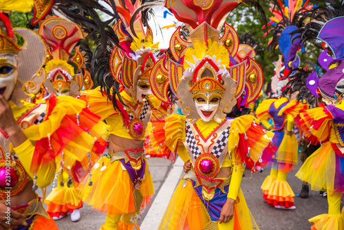 Colorful smiling mask of Masskara Festival, Bacolod City, Philippines