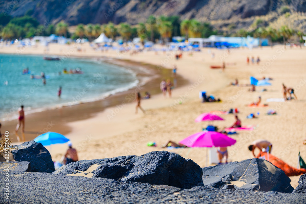Beautiful beach Las Teresitas.Tenerife. Canary Islands..Spain