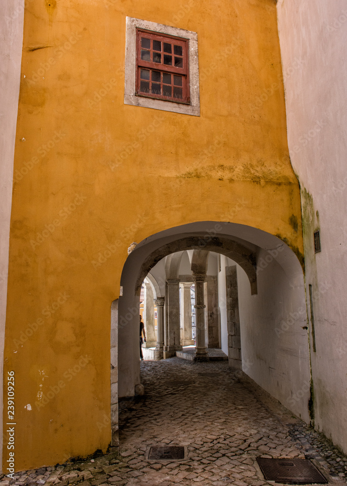 Arched Walkway and Cobblestone, Sintra, Portugal