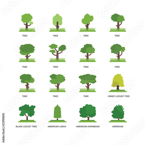 Simple Set of 16 Vector Icon. Contains such Icons as American Hophornbeam tree  undefined  Honey-Locust tree. Editable Stroke pixel perfect