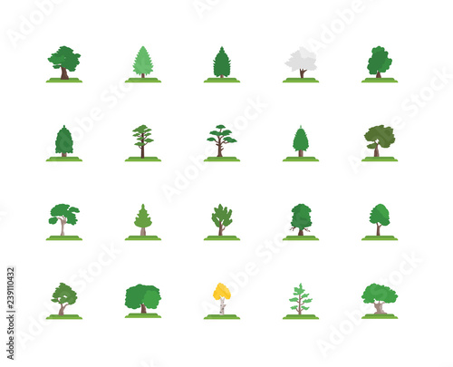 Simple Set of 20 Vector Icon. Contains such Icons as Slippery Elm tree, Birch Butternut Eastern cedar Pitch Pine tree. Editable Stroke pixel perfect