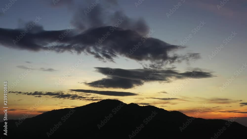Aerial view. of sunset or sunrise and blue sky on the mountains Twilight sky. 4k resolution Aerial view. of sunset or sunrise and blue sky on the mountains Twilight sky. 4k resolution