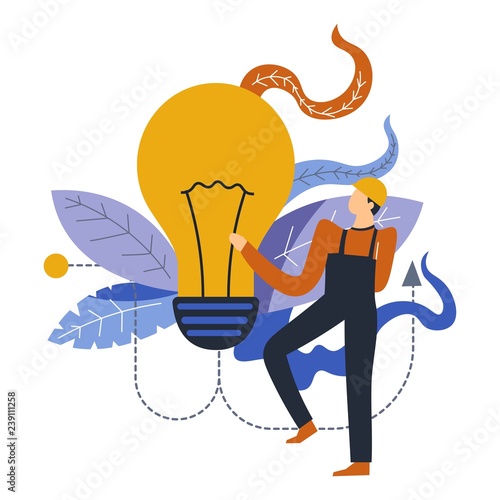 Person working with light fixation lightbulb and electric service