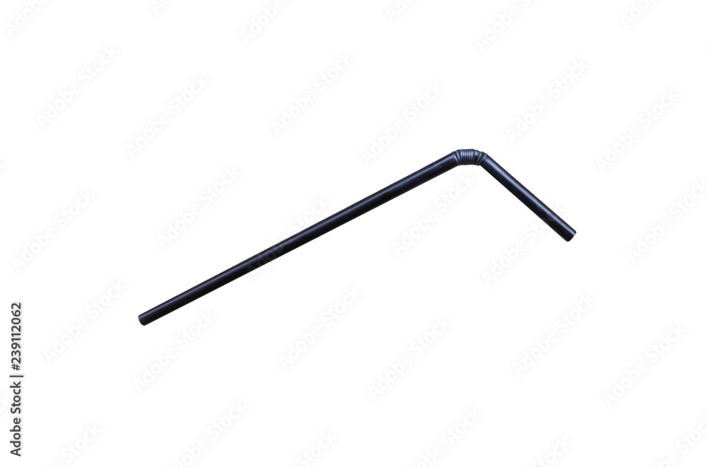 Black drinking straw isolated on white background with clipping path
