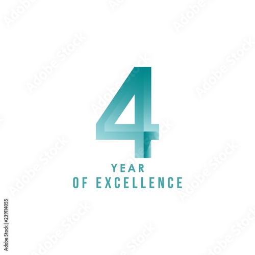4 Year of Excellence Vector Template Design Illustration