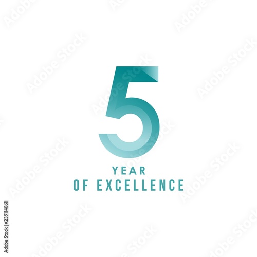 5 Year of Excellence Vector Template Design Illustration