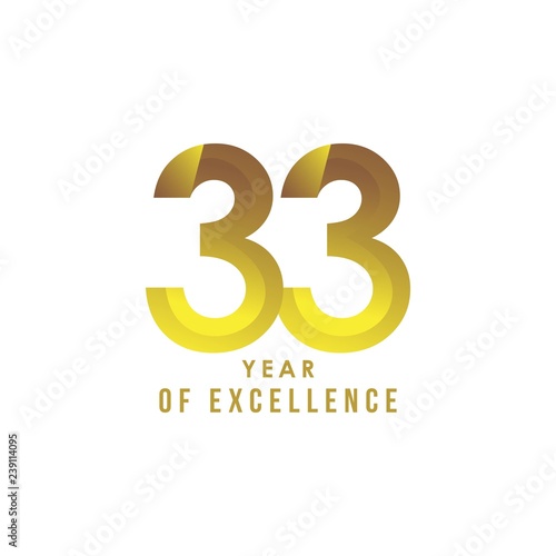 33 Year of Excellence Vector Template Design Illustration