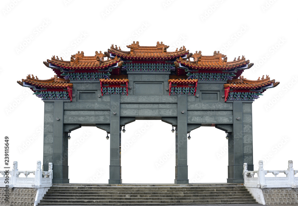the traditional gray marble chinese pavilion gate arch isolated on white background, clipping path the traditional gray marble chinese pavilion gate arch isolated on white background, clipping path