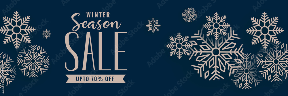 merry christmas sale banner with snowflakes decoration