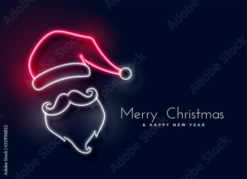 glowing neon light santa claus