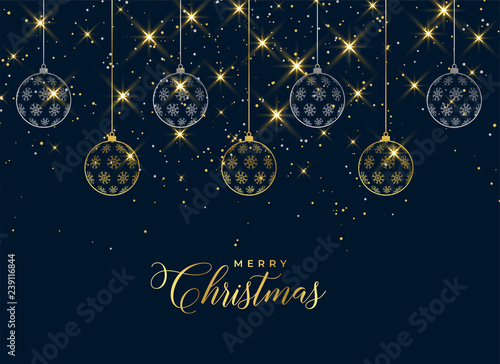 lovely christmas hanging balls sparkle background