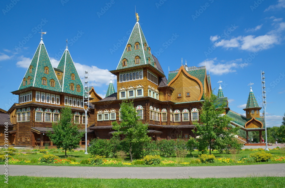 Moscow, Russia - August 9, 2017: The Palace of Tsar Alexei Mikhailovich in Kolomenskoye Park on a summer day Moscow, Russia - August 9, 2017: The Palace of Tsar Alexei Mikhailovich in Kolomenskoye Park on a summer day