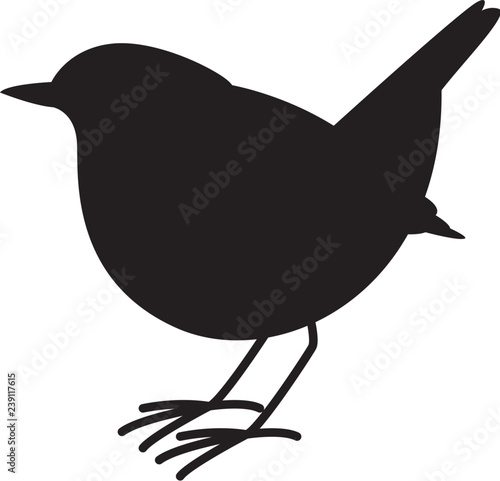robin bird ,vector illustration ,  black silhouette 