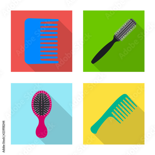Vector design of brush and hair symbol. Set of brush and hairbrush vector icon for stock.