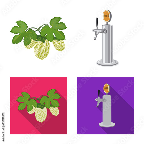 Vector illustration of pub and bar logo. Set of pub and interior stock vector illustration.