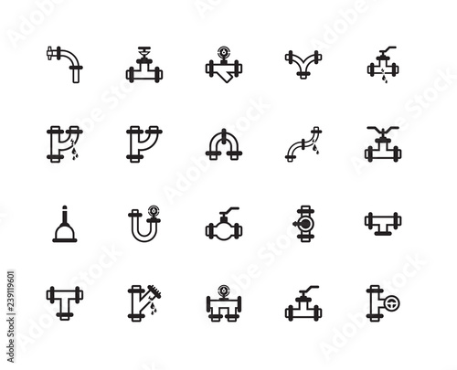 Simple Set of 20 Vector Icon. Contains such Icons as Pipes, Pipes. Editable Stroke pixel perfect