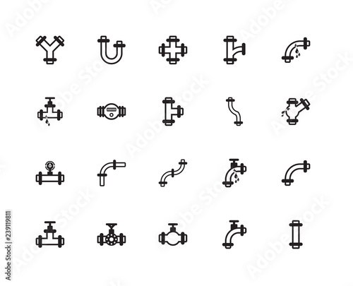 Simple Set of 20 Vector Icon. Contains such Icons as Pipes  Pipes. Editable Stroke pixel perfect