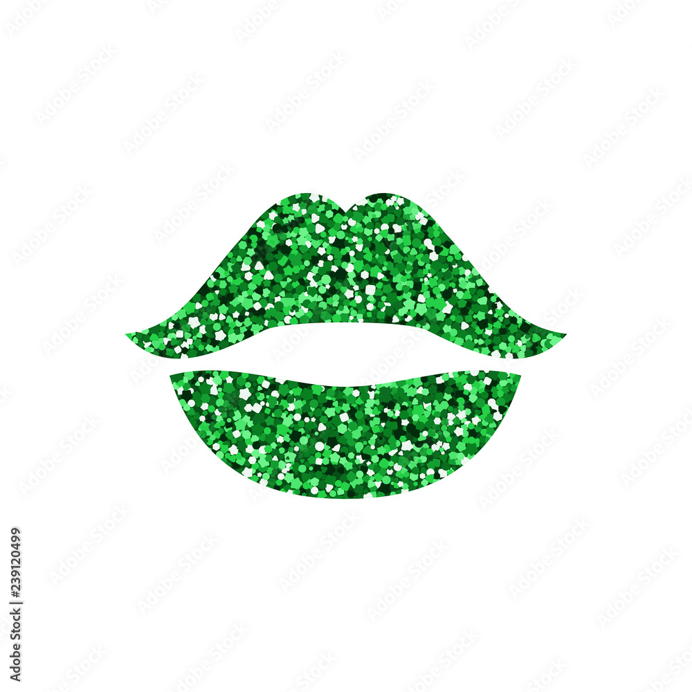 Green lips with sparkle. Green lips with sparkle.
