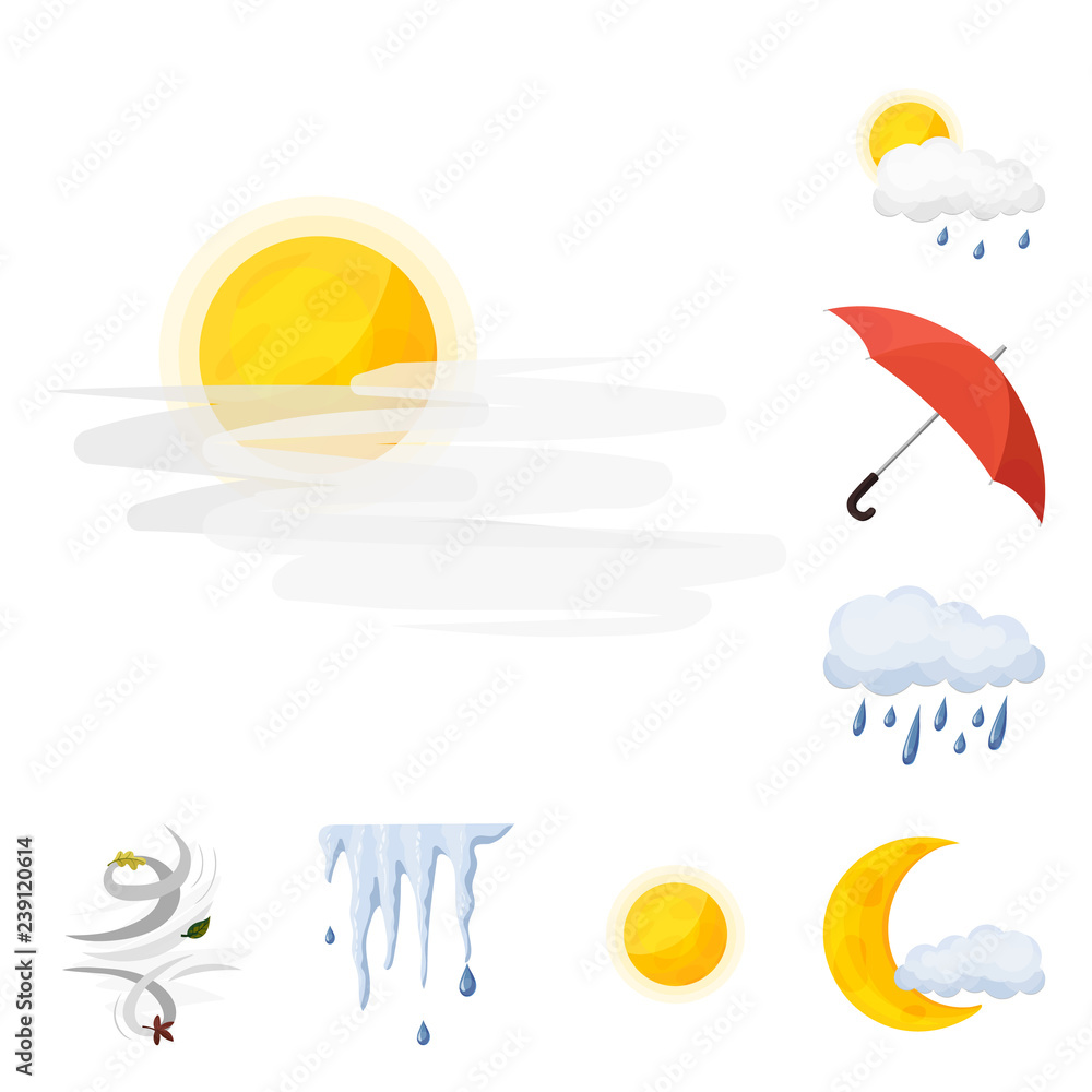 Isolated object of weather and climate symbol. Collection of weather and cloud vector icon for stock.
