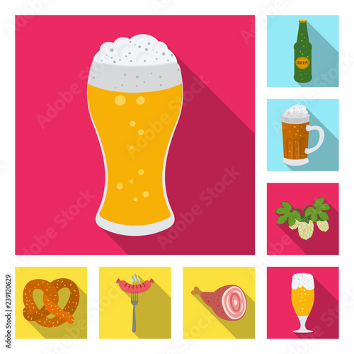 Vector illustration of pub and bar symbol. Set of pub and interior stock vector illustration.