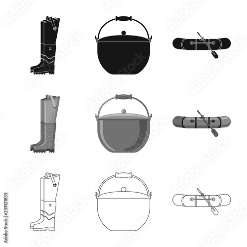 Isolated object of fish and fishing symbol. Set of fish and equipment stock symbol for web.