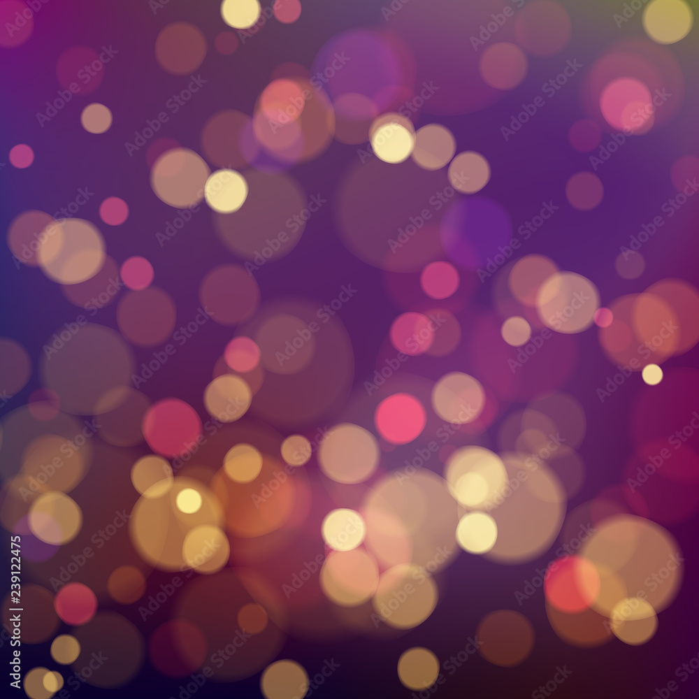 Fototapeta premium Colorful bokeh background. Magic festive blurry backdrop. Vector illustration