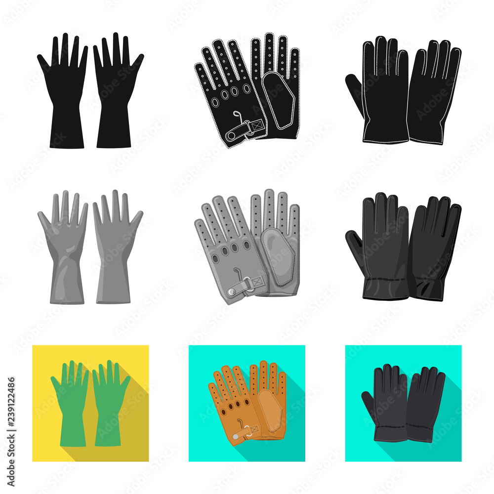 Vector design of glove and winter sign. Set of glove and equipment stock vector illustration. Vector design of glove and winter sign. Set of glove and equipment stock vector illustration.