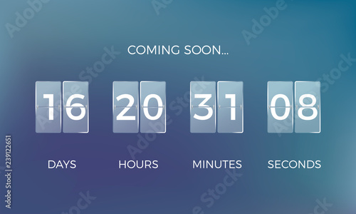 Countdown clock. Coming soon time remaining count down. Vector illustration
