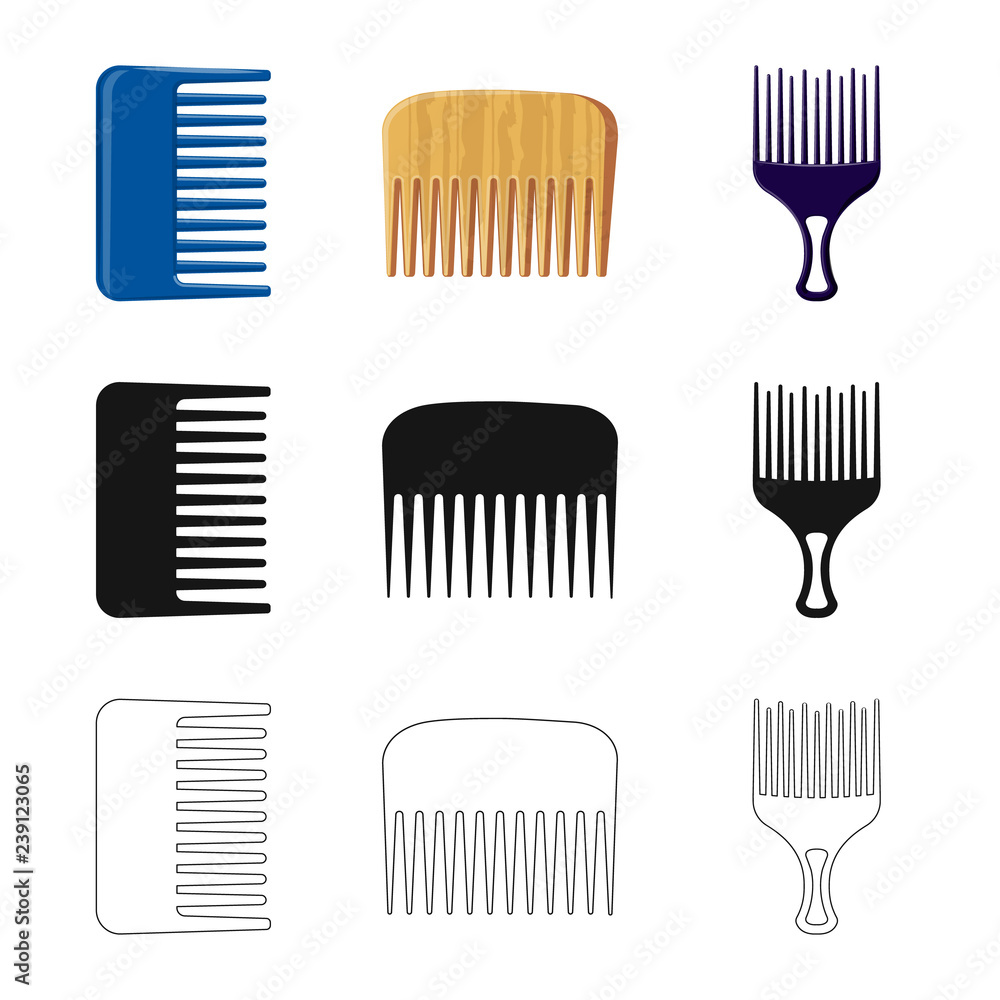 Isolated object of brush and hair sign. Set of brush and hairbrush stock symbol for web. Isolated object of brush and hair sign. Set of brush and hairbrush stock symbol for web.