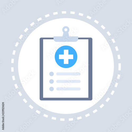 medical history or report note paper clipboard icon healthcare service logo medicine and health symbol concept flat vector illustration