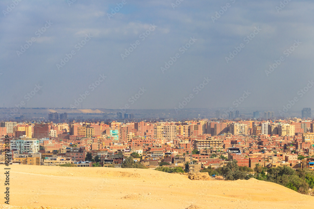 View of Cairo city, capital of Egypt from the Giza plateau