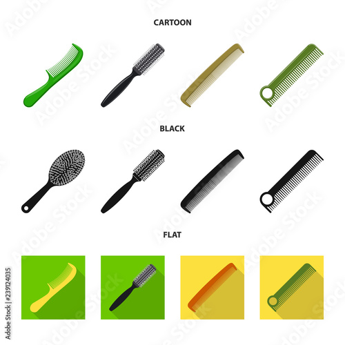 Isolated object of brush and hair icon. Set of brush and hairbrush stock symbol for web.