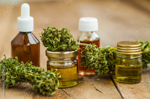 Fototapeta Naklejka Na Ścianę i Meble -  close up recreation marijuana medical cannabis oil cbd