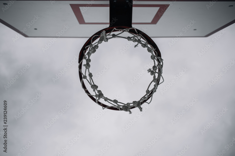 basketball hoop view from bottom